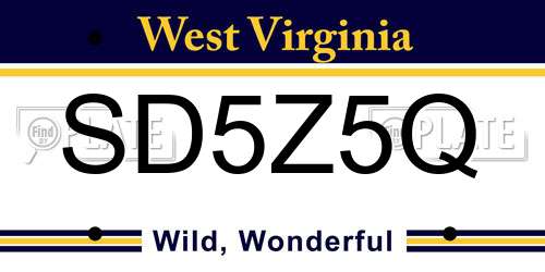 SD5Z5Q West Virginia License Plate