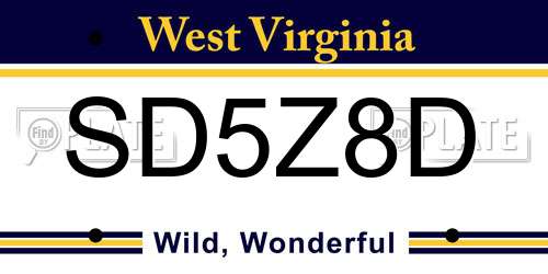 SD5Z8D West Virginia License Plate