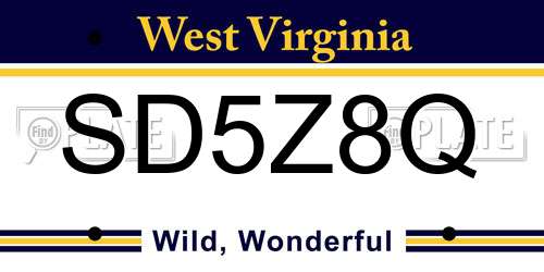 SD5Z8Q West Virginia License Plate