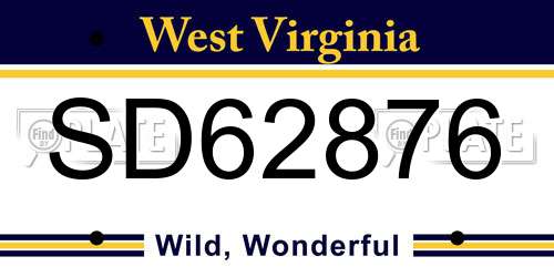 SD62876 West Virginia License Plate