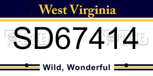 SD67414 West Virginia License Plate