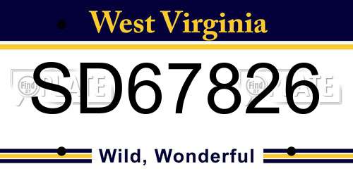 SD67826 West Virginia License Plate