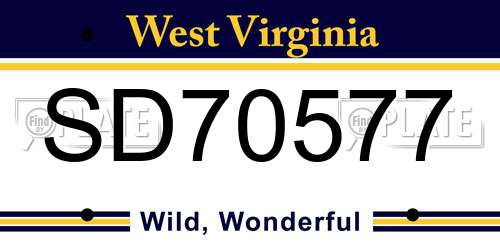 SD70577 West Virginia License Plate