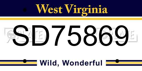 SD75869 West Virginia License Plate