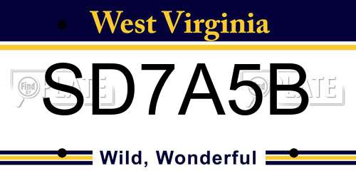 SD7A5B West Virginia License Plate
