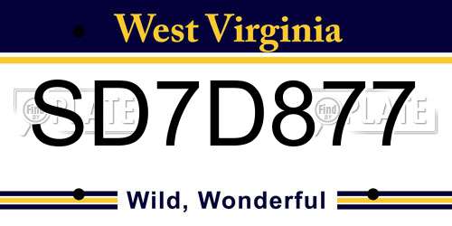 SD7D877 West Virginia License Plate
