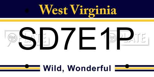 SD7E1P West Virginia License Plate