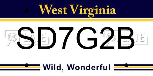 SD7G2B West Virginia License Plate