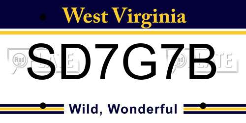 SD7G7B West Virginia License Plate