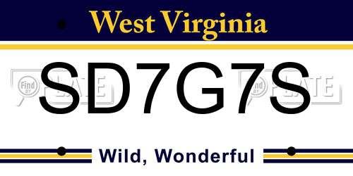 SD7G7S West Virginia License Plate