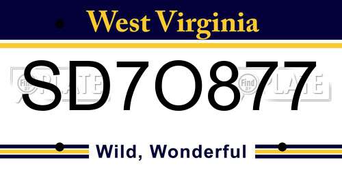 SD7O877 West Virginia License Plate