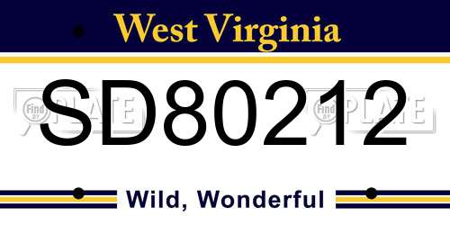 SD80212 West Virginia License Plate