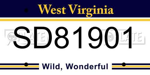 SD81901 West Virginia License Plate