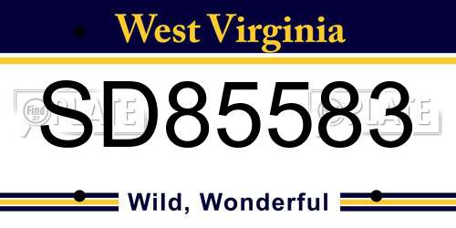 SD85583 West Virginia License Plate