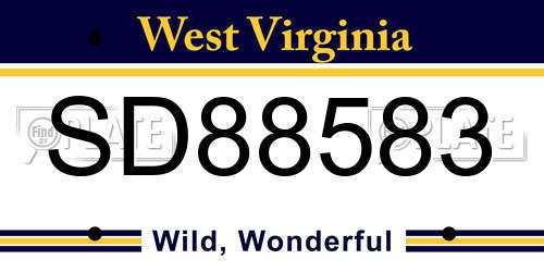 SD88583 West Virginia License Plate
