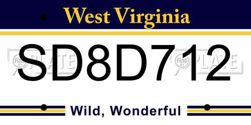 SD8D712 West Virginia License Plate