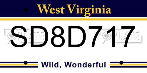 SD8D717 West Virginia License Plate