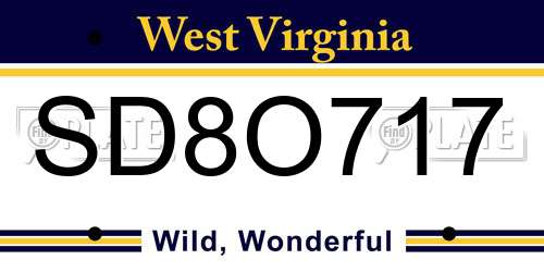 SD8O717 West Virginia License Plate