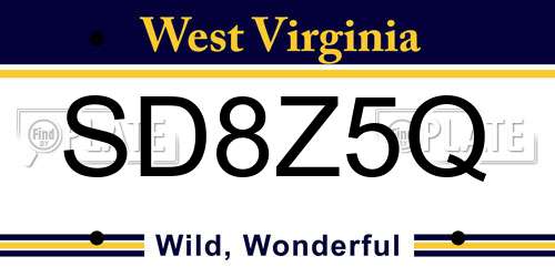 SD8Z5Q West Virginia License Plate