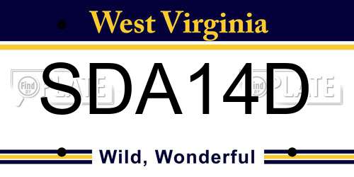 SDA14D West Virginia License Plate