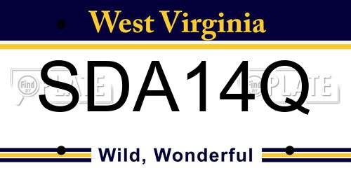 SDA14Q West Virginia License Plate