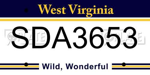 SDA3653 West Virginia License Plate
