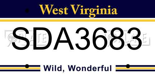 SDA3683 West Virginia License Plate