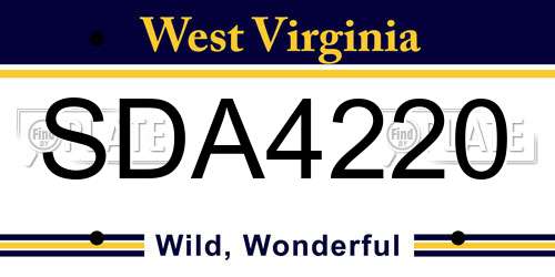 SDA4220 West Virginia License Plate