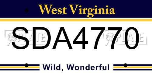 SDA4770 West Virginia License Plate