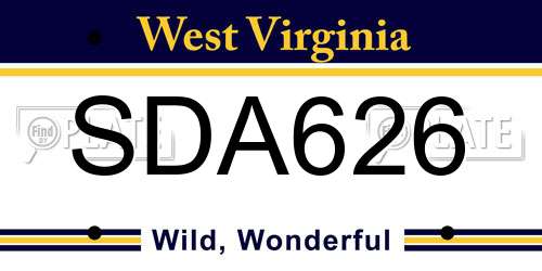SDA626 West Virginia License Plate