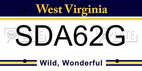 SDA62G West Virginia License Plate