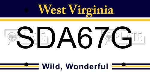 SDA67G West Virginia License Plate