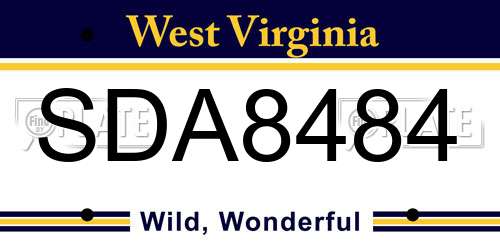 SDA8484 West Virginia License Plate