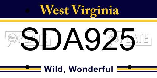 SDA925 West Virginia License Plate