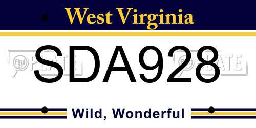 SDA928 West Virginia License Plate