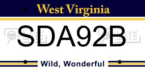 SDA92B West Virginia License Plate
