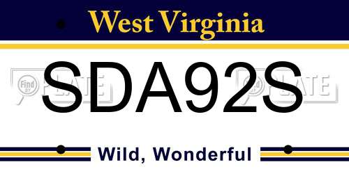 SDA92S West Virginia License Plate