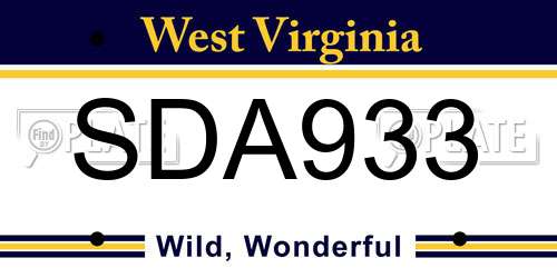 SDA933 West Virginia License Plate