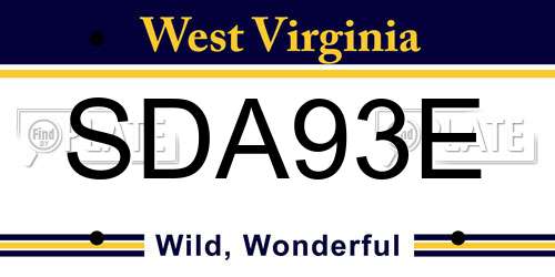 SDA93E West Virginia License Plate