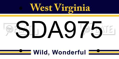 SDA975 West Virginia License Plate
