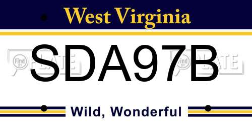 SDA97B West Virginia License Plate