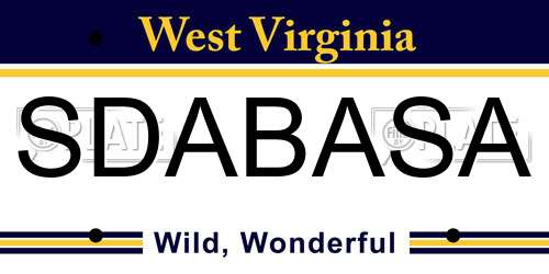 SDABASA West Virginia License Plate