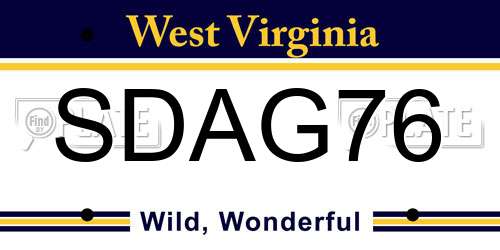 SDAG76 West Virginia License Plate