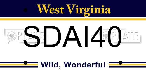 SDAI40 West Virginia License Plate