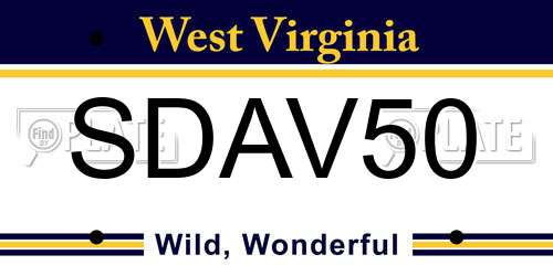 SDAV50 West Virginia License Plate