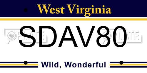 SDAV80 West Virginia License Plate