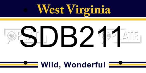 SDB211 West Virginia License Plate