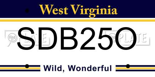 SDB25O West Virginia License Plate
