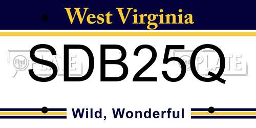 SDB25Q West Virginia License Plate