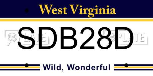 SDB28D West Virginia License Plate